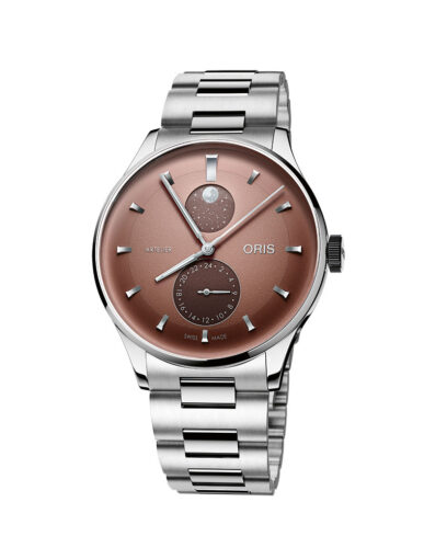 Die neue Artelier Complication in Kastanienbraun mit Edelstahlarmband.